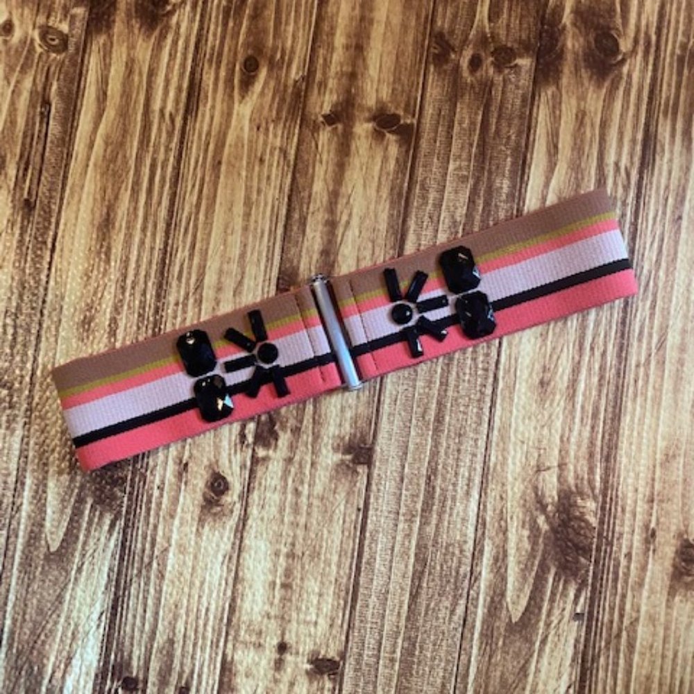 LOFT - Multicolored Stretchy Belt with Black Embellishments